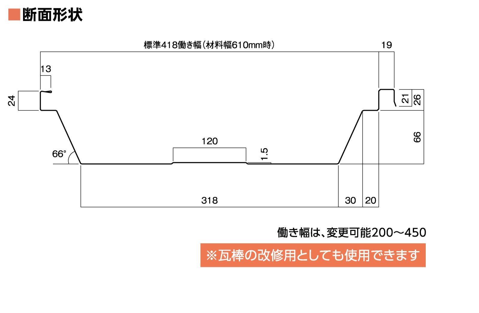 ６６ハゼ式折板
