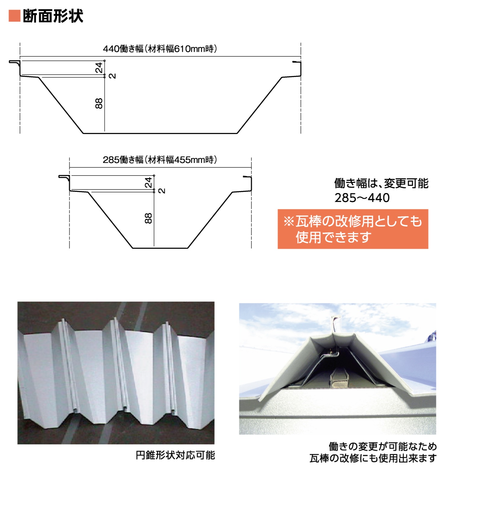 ９０ハゼ式折板